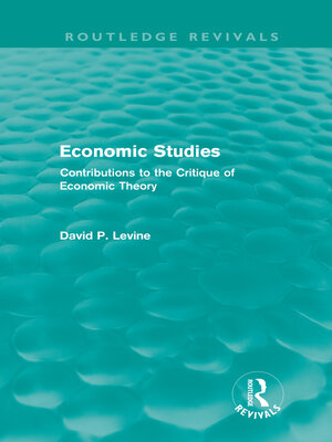 cover image of Economic Studies (Routledge Revivals)